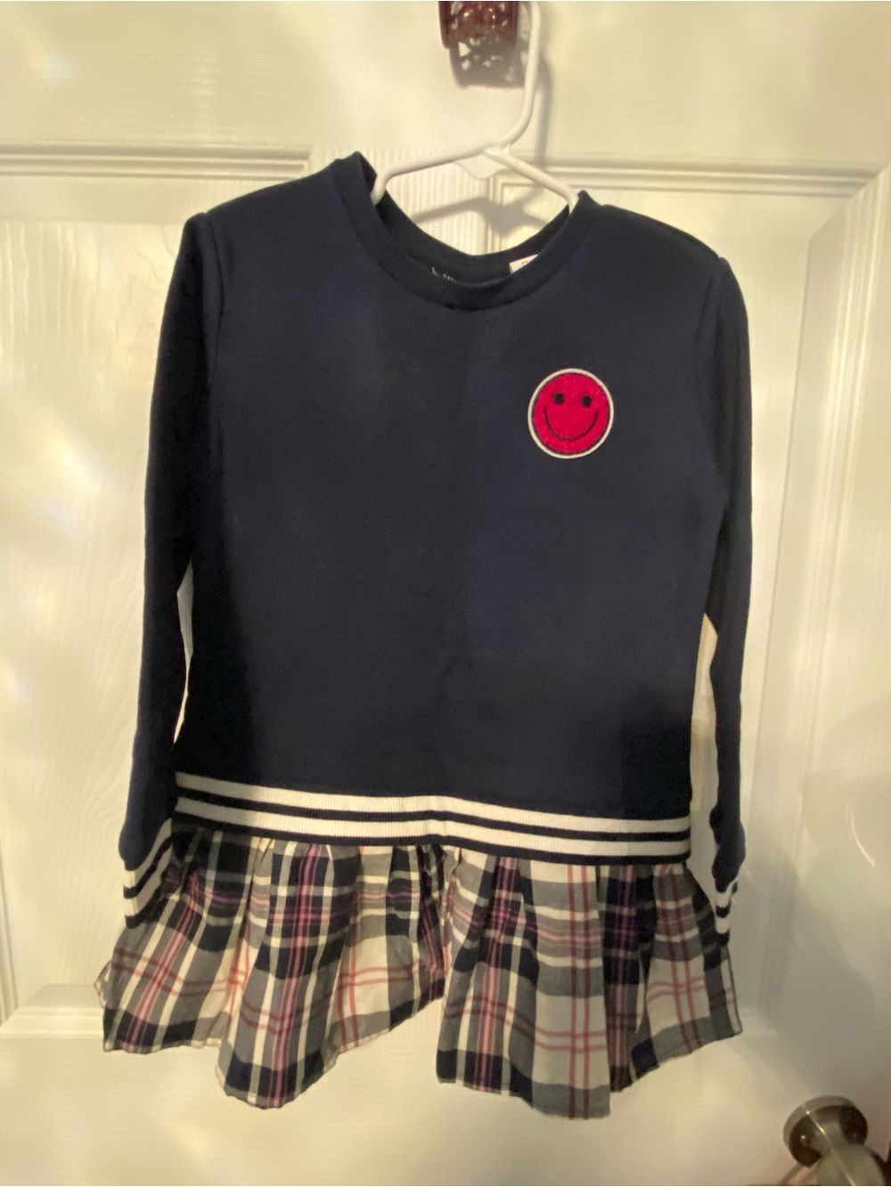 The Children's Place Navy Dress with Red Smiley Patch